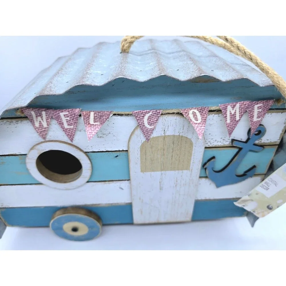 Coastal Camper Birdhouse Wall Decor Big Lots Rustic Wooden Beach Trailer GSEA006